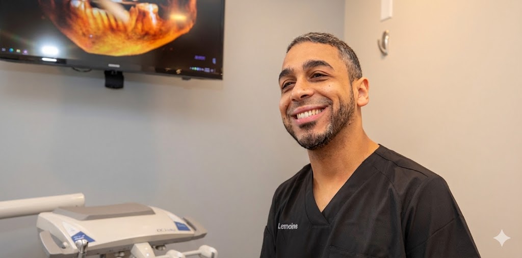 Dr. Jesse Lemoine, DDS, MSD, reviewing a patient's 3D scan